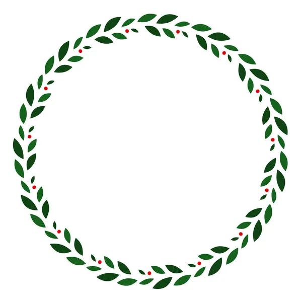 Gröna Blad Och Bär Cirkel Ram Royaltyfria illustrationer