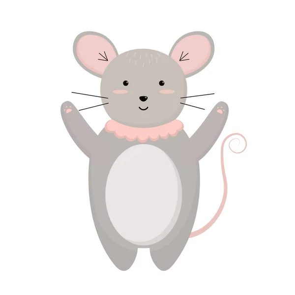 Un lindo vector de dibujos animados arte ratón gris — Vector de stock