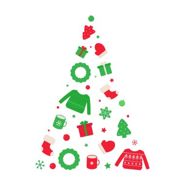 Bayram unsurlarıyla renkli Noel ağacına işaret verin