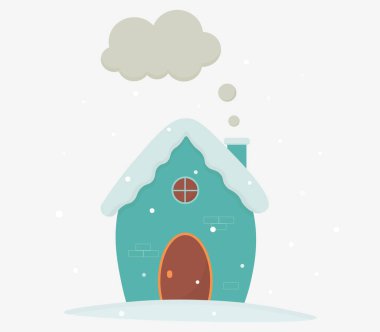 Şirin bir çizgi film Mavi Kışlık Evi sanatı