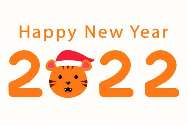 2022 Bir çizgi film kaplanıyla mutlu yıllar.