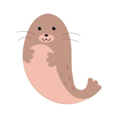 Cute smiling fur seal. Cartoon flat characters