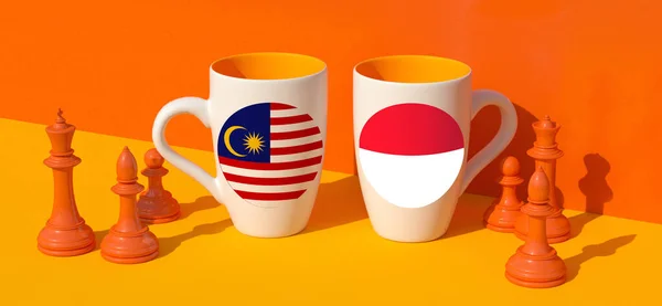 Nationell Flagga Kaffekopp Schack Och Diplomati — Stockfoto