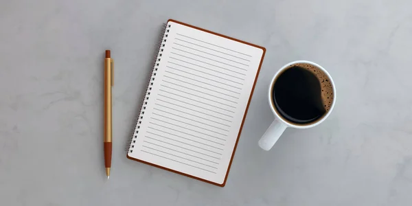 Office Concept Note Coffee Pen — Stock Photo, Image