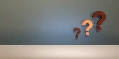 3d soru işaretleri ve soyut arkaplan