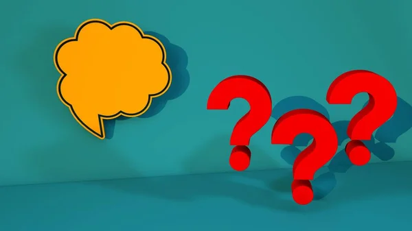 Render Question Marks Speech Bubble — Stock Photo, Image
