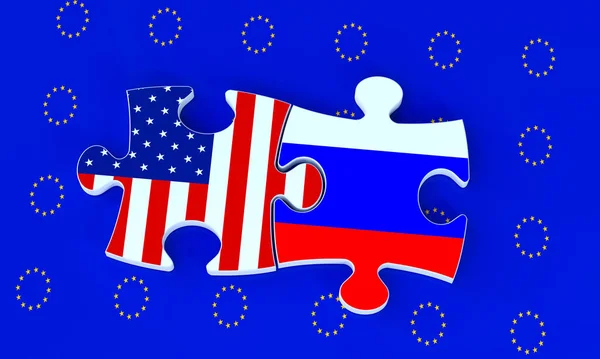 Europa Ons Rusland Vlag Politiek Concept — Stockfoto
