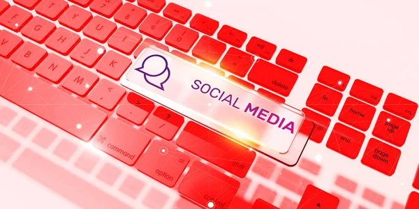 Social Media New Age Keyboard Render — Stok Foto