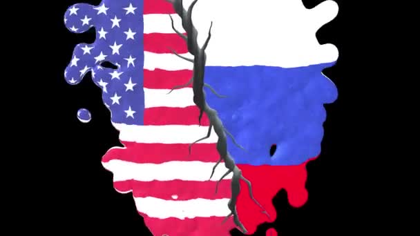 Rusko Americká Vlajková Politika — Stock video