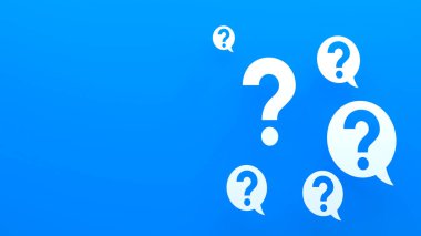 Speech bubble and question marks