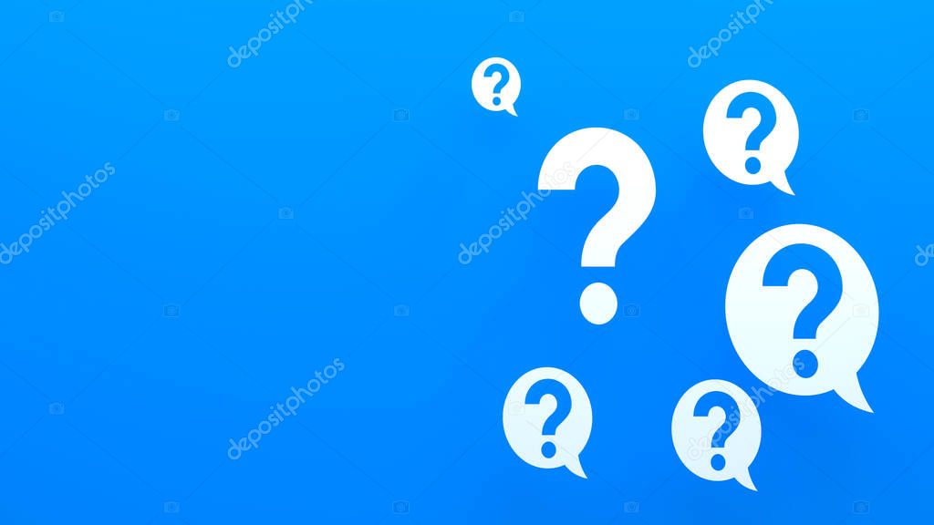 Speech bubble and question marks