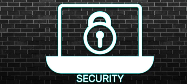 Security Icon Neon Light — Stock Photo, Image