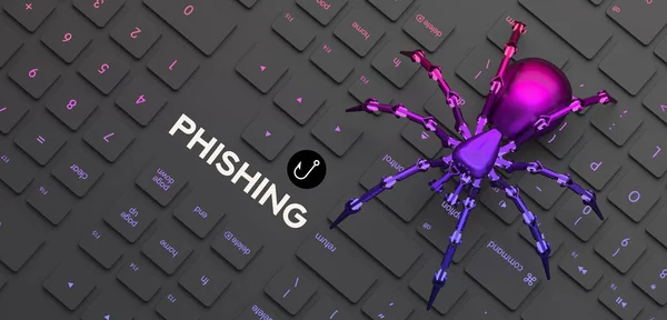 Keyboard Spider Web Fraud Concept — Stockfoto