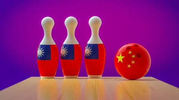 Porslin Och Taiwan Bowling Koncept — Stockfoto