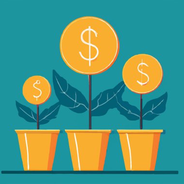 Dolar ve para vektör illüstrasyon tasarımı ile büyüyen ağaç