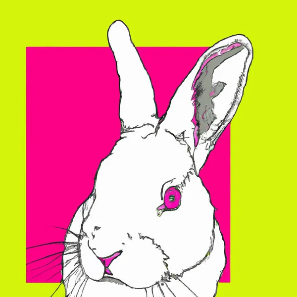Niedliches Kaninchen Mit Einer Rosa Schleife Auf Lila Hintergrund — Stockfoto