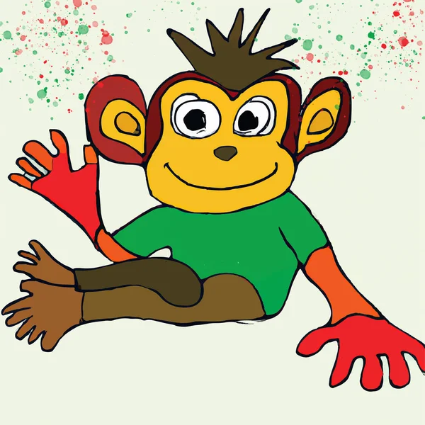 illustration vector cute cartoon funny monkey with a picture.