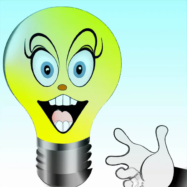 illustration of light bulb with blue lamp