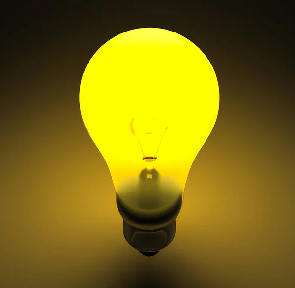 黄色の背景にネオンが輝く電球が — ストック写真