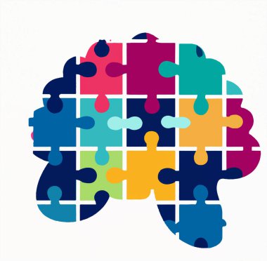 Beyaz arkaplanda renkli yapboz parçaları