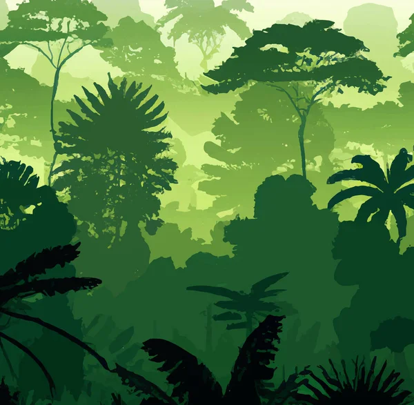 seamless pattern of trees and plants on the forest