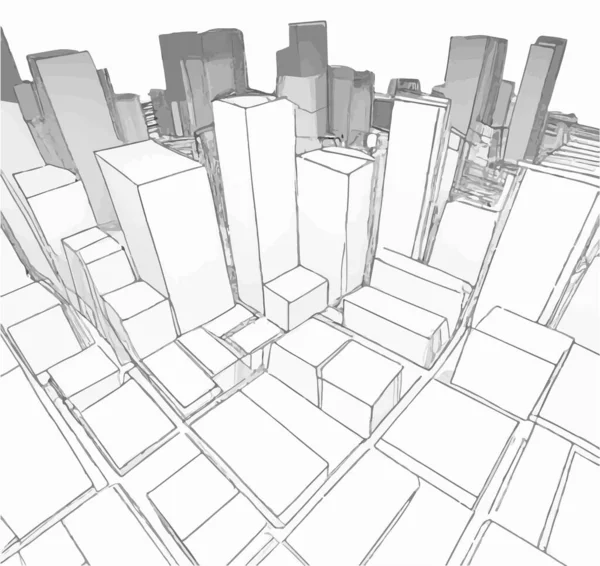 Illustration Abstrakta Skyskrapor Och Byggnader Modern Stadsarkitektur Bakgrund — Stockfoto