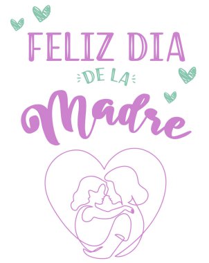 Anneler Günün kutlu olsun anne. İspanyol harfleri, modern el yazısı, anne. vektör illüstrasyonu.