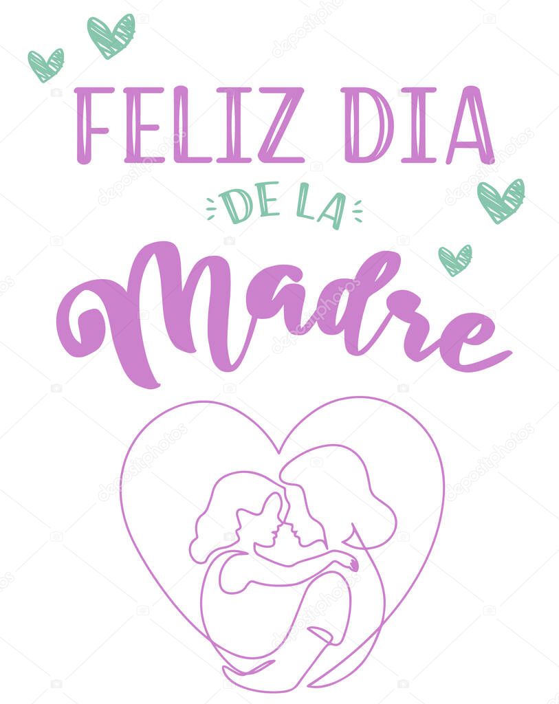 Save thHappy Mother's Day,  mom, Spanish lettering, modern calligraphy, mother . vector illustration.