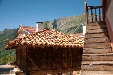 view of the mountains in the summer, Picos de Europa, Asturias, Spain, country architecture,