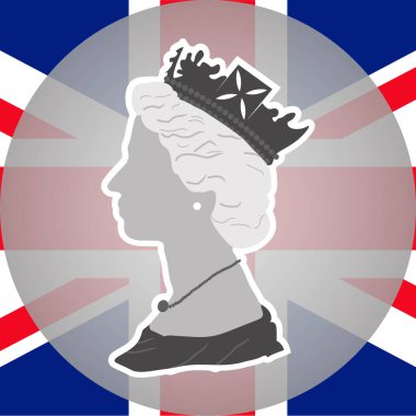 Queen Elizabeth silhouette, flag, stamp, commemorative, queen of England, good save the queen