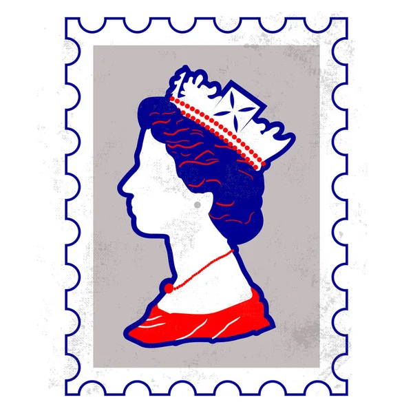 Queen Elizabeth side profile silhouette, flag, stamp, commemorative, queen of England, good save the queen