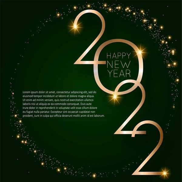 Šťastný Nový 2022 Rok Elegantní Zlatý Text Světlem Minimalistická Textová — Stockový vektor