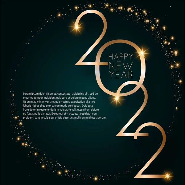 Šťastný Nový Rok2022 Elegantní Zlatý Text Světlem Minimalistická Textová Šablona — Stockový vektor