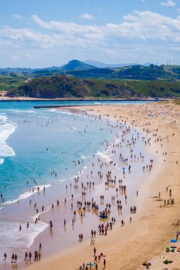 high steep beach at cantabric sea, north of Spain