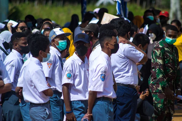 Sorong Västpapua Indonesien Oktober 2021 Statsbesök Indonesiens President Joko Widodo — Stockfoto