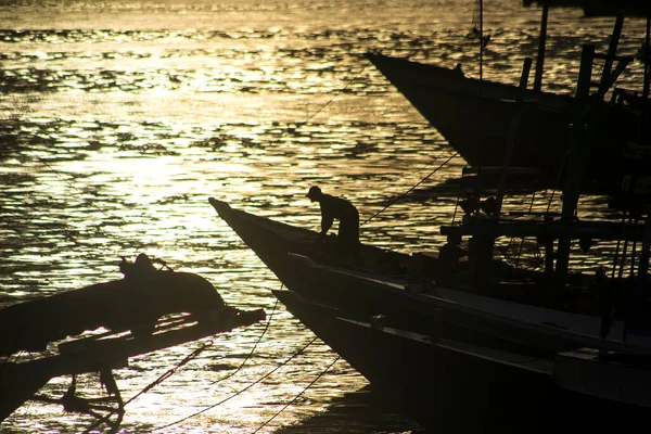 Καταπληκτική Θέα Στο Ηλιοβασίλεμα Από Την Προβλήτα Αλιείας — Φωτογραφία Αρχείου