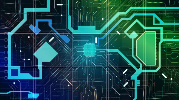 Devre paneli. Yüksek teknoloji. Elektrik kablosu bağlantısı. Mikroçip ve elektronik elementler.