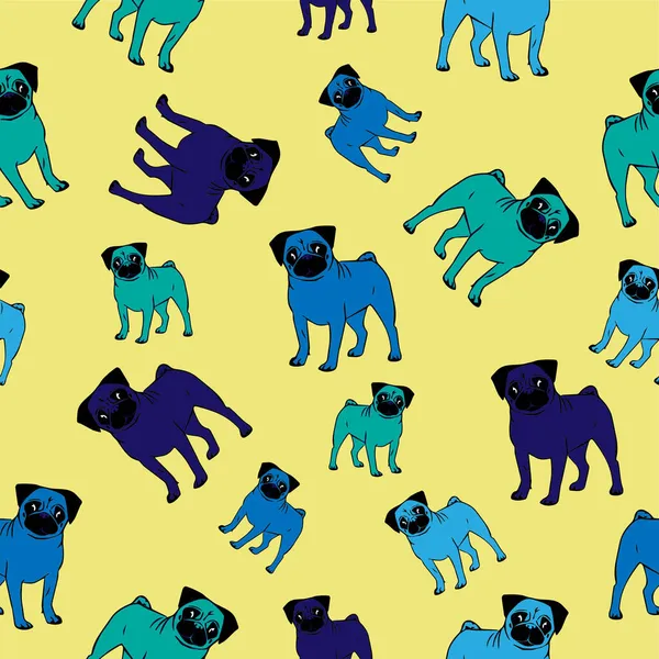 面色图案 米色背景下的无缝狗可爱图案 — 图库矢量图片