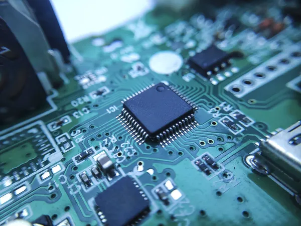 Close Image Microchip Integrated Circuit Macro Photograph — Stock Photo, Image
