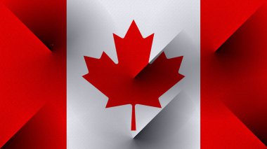 Kanada ulusal bayrak görüntü vektörü. Arkaplanda çember dalga deseni tasarımı ve tuval arkasından yükselen gölge.