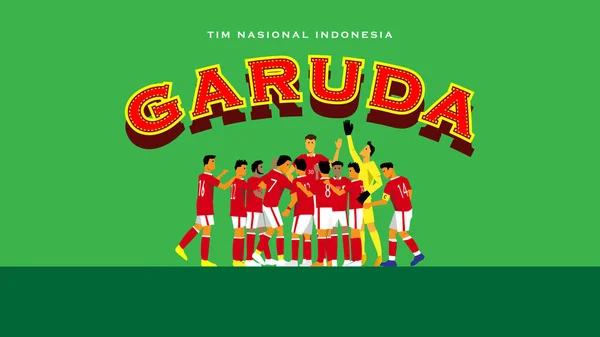 Equipe Nacional Indonésia Equipa Nacional Futebol Garuda Projeto Plano — Vetor de Stock