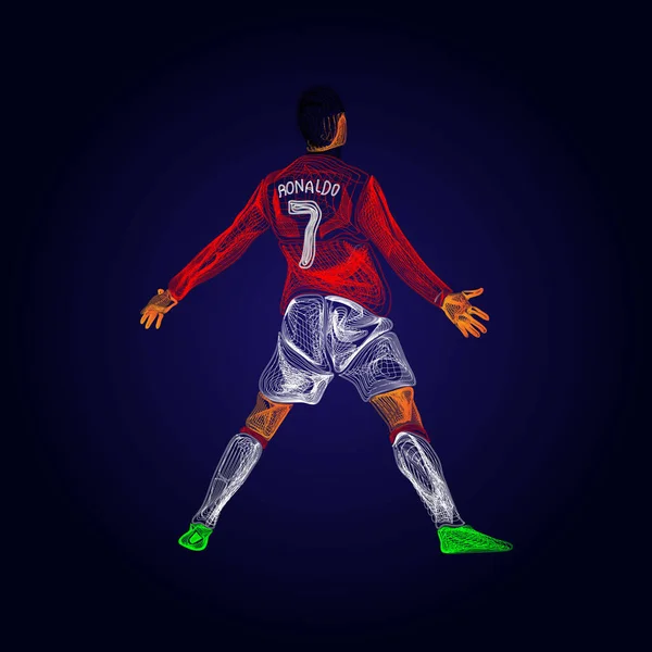 Football Player Figure Line Art Human Action Motion Lines Cr7 — Wektor stockowy
