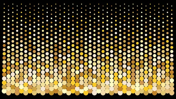Gold Glitter Halftone Black Background Random Gold Color Gradient — Stock vektor
