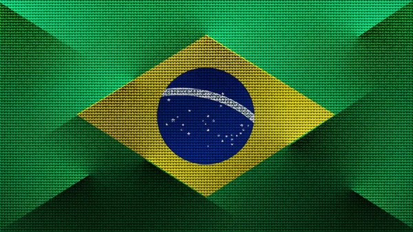 Die Nationalflagge Der Föderativen Republik Brasilien Wallpaper Mit Strickstoff Optik — Stockvektor