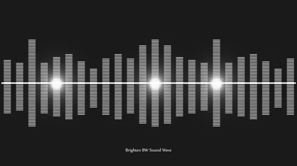 Glowing Black White Sound Wave Dotted Frequency Lines Neon Effects — Stock vektor