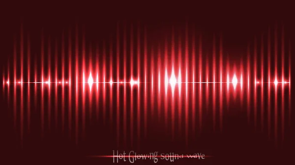 Glowing Red Hot Sound Wave Dotted Frequency Lines Neon Effects — Stok Vektör