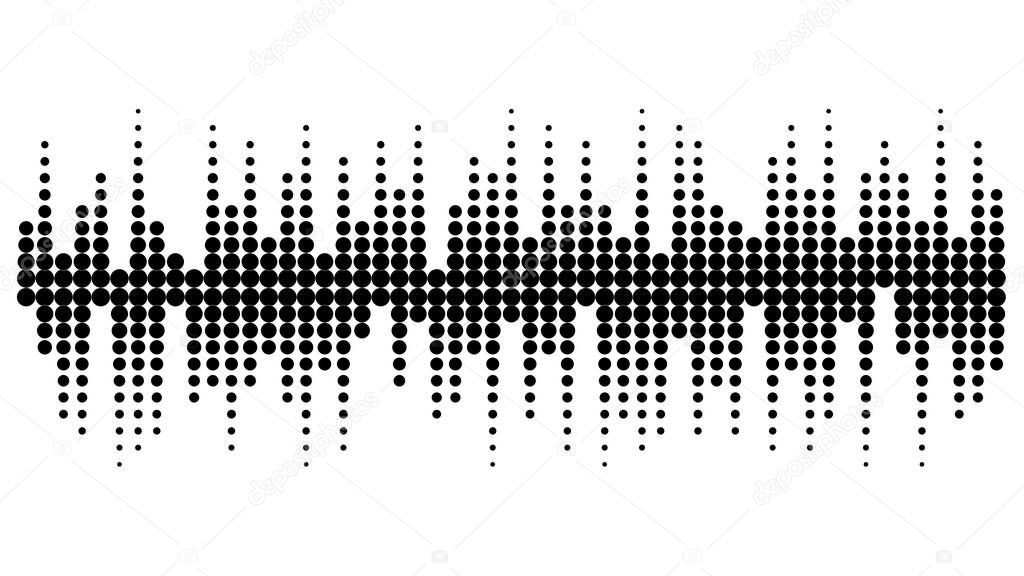 Black circles sound wave wallpaper. Black dotted graphical frequency backgrounds.