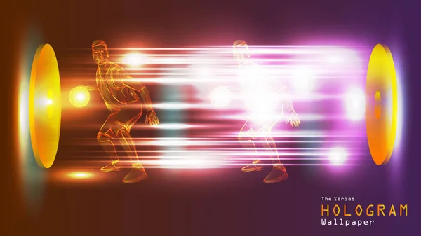 Hologram duvar kağıdı serisi. Işık yansıması üzerine bir basketbol oyuncusunun aksiyon figürü.