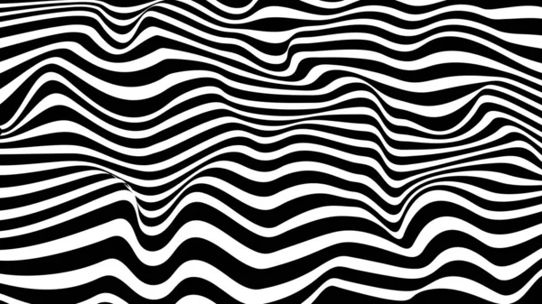 Dalgalı çizgiler üzerinde Zebra desenli duvar kağıdı. Siyah beyaz arka plan. İlüzyon grafiği.