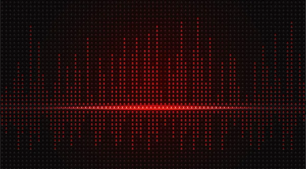 赤い点線の音波の壁紙を光る スポットライトグラフイコライザーとカラーダッジスタイルの背景 — ストックベクタ